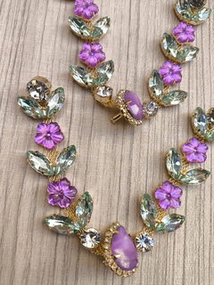 V Florzinha (13mm) ROXO LUMINUS /VERDE CHÁ - Pri Massieu Cabedais