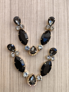V Navete simples Preto/Grafite (Strass Boreal) - comprar online