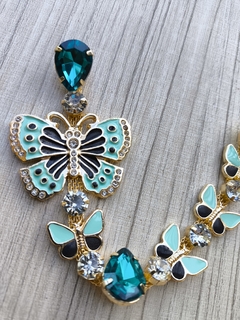 V Borboletas Revoada TIFANNY/PRETO GOTA BLUE ZIRCON - comprar online