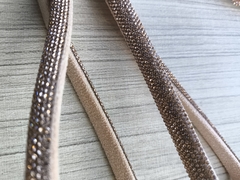 Tubo de strass meia cana 10mm - Rosé Gold - Pri Massieu Cabedais