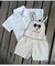 Look Jardineira Mickey no linho