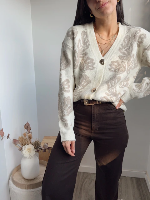 Cardigan estampado - natural & beige -