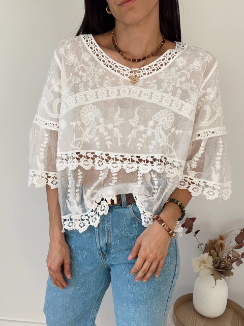 Blusa Siana encaje - blanca