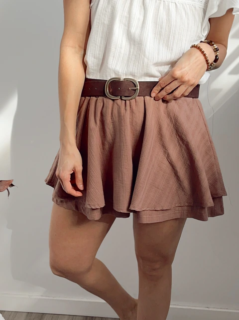 Pollera short lino textura - mocca