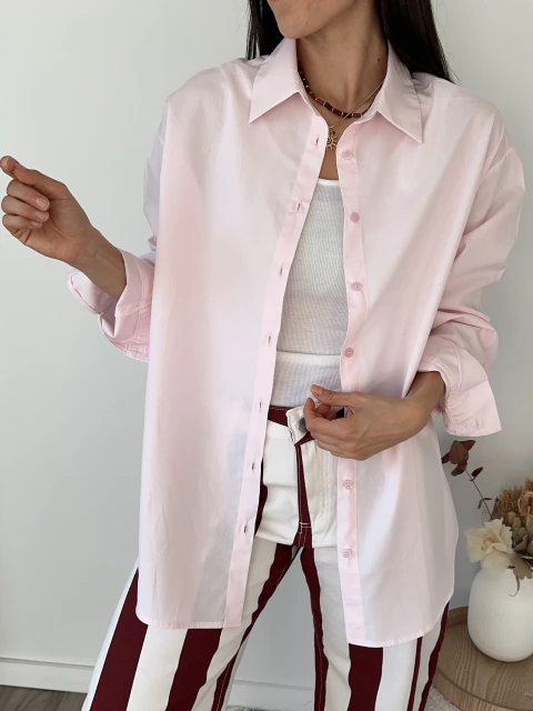 Camisa over poplin - rosa
