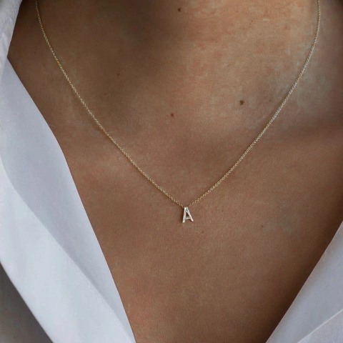 Id silver Initial necklace
