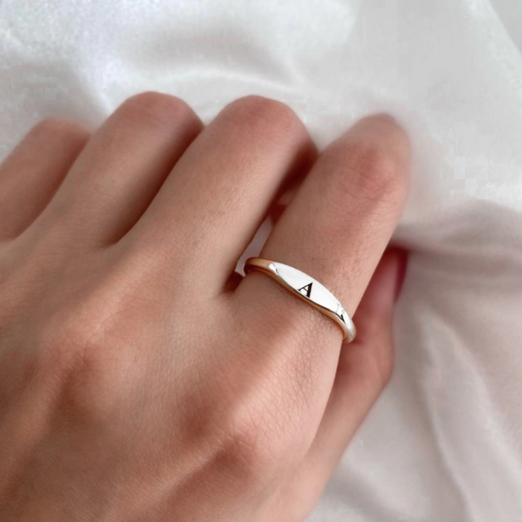 ID signet silver ring