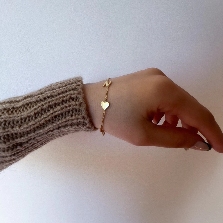 Id Bracelet Initial & Heart
