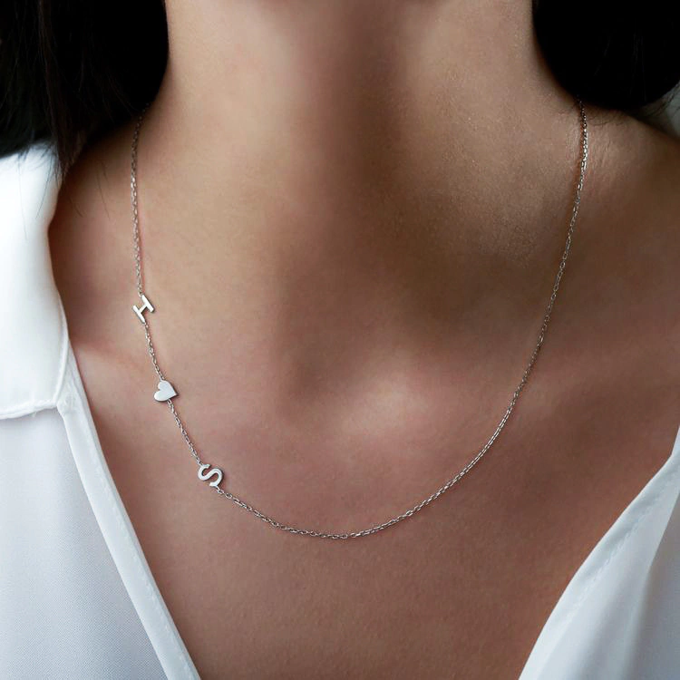 Id Side Silver Heart & Letters