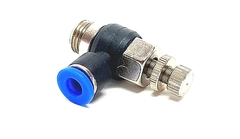 Cotovelo c/ Controle de Fluxo 1/4"BSP x Tubo 6mm