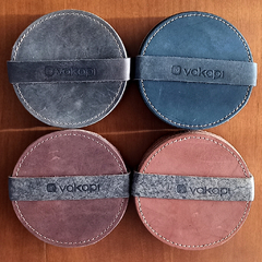JUEGO DE POSA VASOS EN CUERO VACUNO