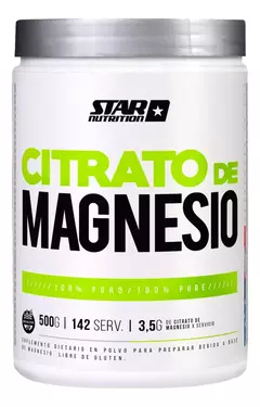 Citrato De Magnesio En Polvo 500gramos - Star Nutrition - SUPLEMENTOSONLINE.FIT