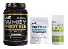 WHEY PROTEINA TRUE MADE + BCAA 2.1.1+ CREATINA ENA COMBO VOLUMEN
