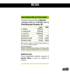 Bcaa 2000 X 120 Caps Star Nutrition - Aminoácidos Ramificados - SUPLEMENTOSONLINE.FIT
