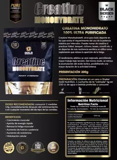 uplemento Gold Nutrition Black 100% Creatina monohidrato de 300g - comprar online