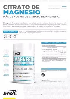 Citrato De Magnesio Ena Sport en cápsulas 60 caps Sabor Sin Sabor - comprar online