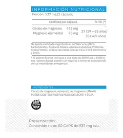 Citrato De Magnesio Ena Sport en cápsulas 60 caps Sabor Sin Sabor en internet