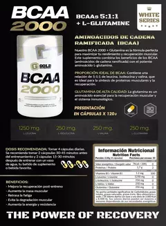 Aminoácidos Encadenados Ramificados 120 Tab Sabor Sin saborBcaa 2000 120caps Gold Nutrition Aminoácidos en internet
