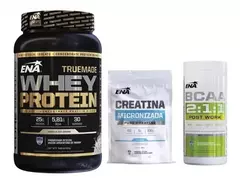 WHEY PROTEINA TRUE MADE + BCAA 2.1.1+ CREATINA ENA COMBO VOLUMEN - SUPLEMENTOSONLINE.FIT