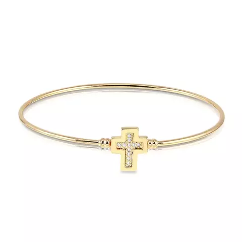 Pulseira Bracelete Fino Cruz Encaixe - Banho de ouro - comprar online