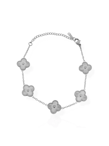 Pulseira 5 trevos alto relevo - aço - comprar online