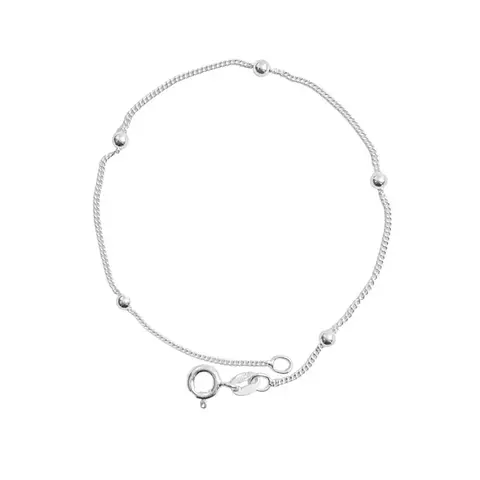 Pulseira elos grumet e bolinhas lisas - PRATA 925