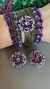 Conjunto de pulseiras e brinco com pedras roxas na internet