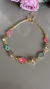 Choker Lety Olho Grego Rosa e Turquesa c/ Cristal