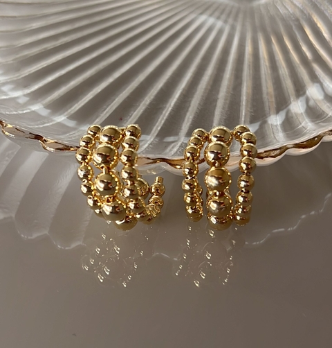 Argola Trio Bolinhas Dourada