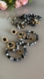 conj 4 pulseiras e brinco com pedras preta e branca - comprar online