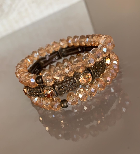 conjunto 3 pulseiras ouro velho com cristais