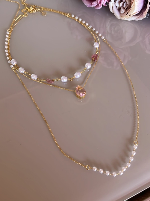 conjunto Lumiar perola e rosa