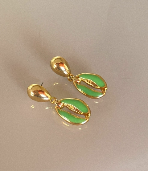 Brinco Sereia Búzio Resina Verde