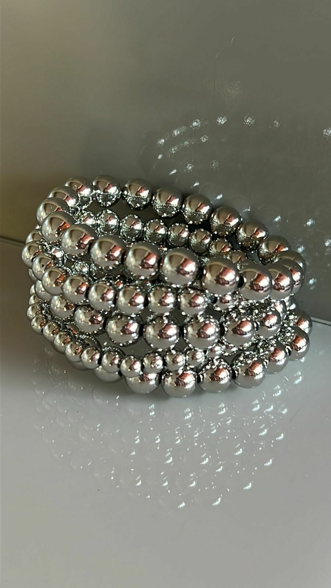 Conj de Pulseiras Bolas Prata