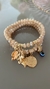 Mix de Pulseira Cristais Bege Ping Dourados Bijux