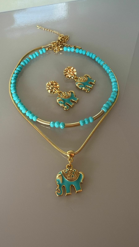 Conjunto elefante turquesa