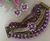 Conjunto de pulseiras e brinco com pedras roxas