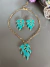 conjunto brinco e colar folha turquesa - comprar online