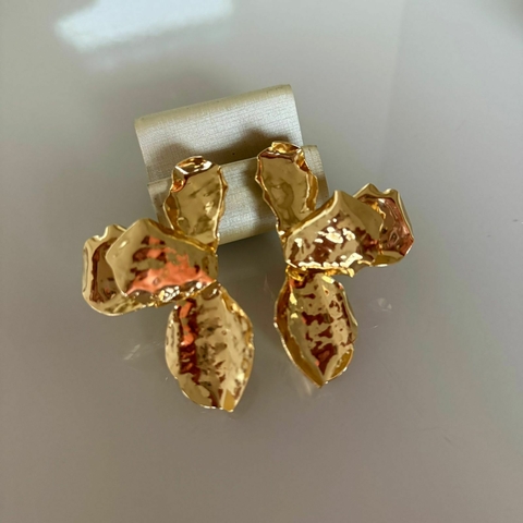 Brinco dourado orgânico Bijoux