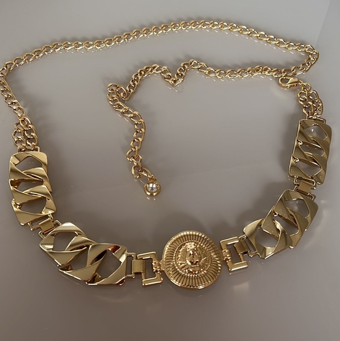 Cinto Animal Print Elos Luxo com Leão Dourado
