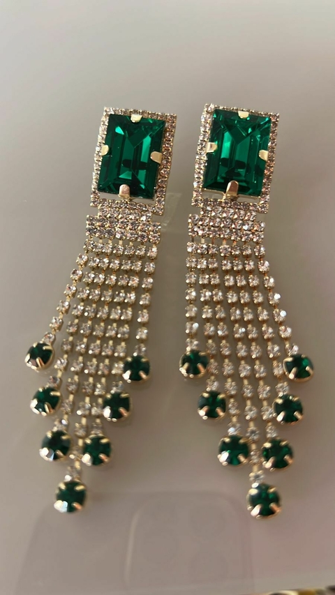 Brinco Layra Verde com Franja Stras