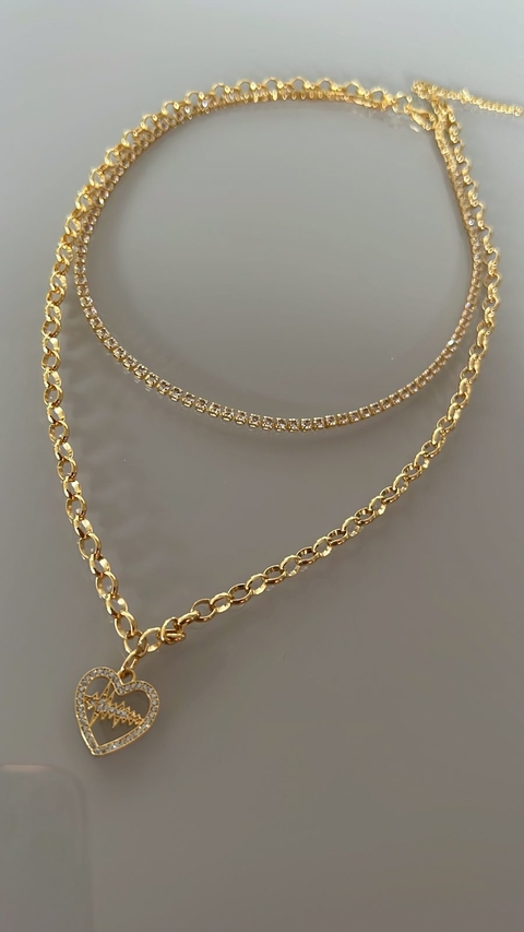 conjunto essência 2 em 1 dourado com strass