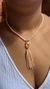 Conj Colar e Brinco Samia Cristais Rose com Gota Rose Fosco - Bia Pimenta acessorios 