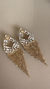 Brinco franjas strass com dourado pedra cristal