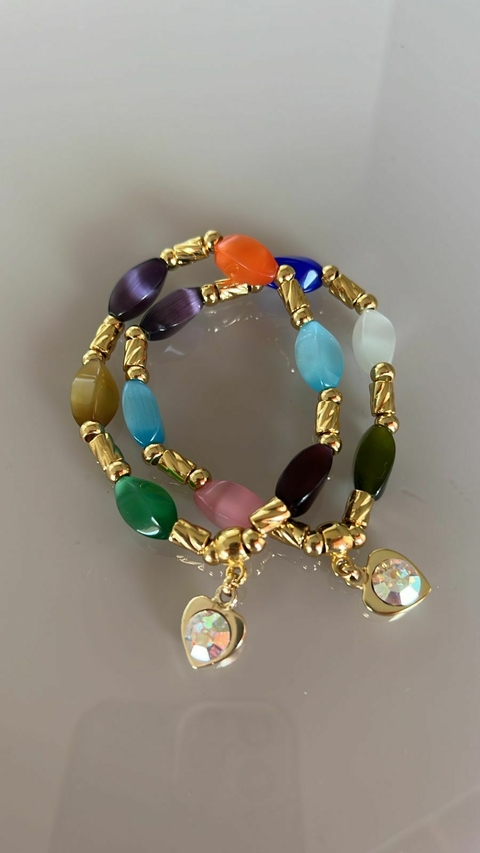 Conj de Pulseiras Olho de Gato Coloridos