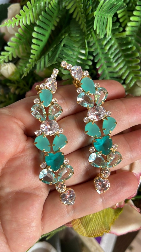 Brinco Laura Ear Cuff Verde com Zircônia