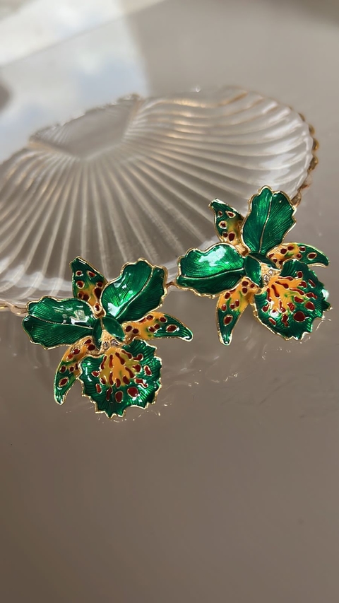 Brinco Jade Flor Verde