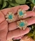 Conj Soraia Anel e Brinco Flor Microzirconia com Pedra Verde - Bia Pimenta acessorios 