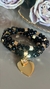 Mix de Pulseiras Coração Dourado Cristais Preto