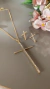 Conjunto Colar e brinco Cruz com zircônia